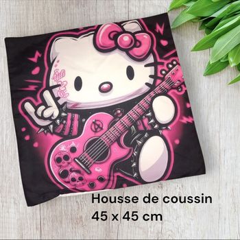 Housse de coussin hello Kitty guitare rock