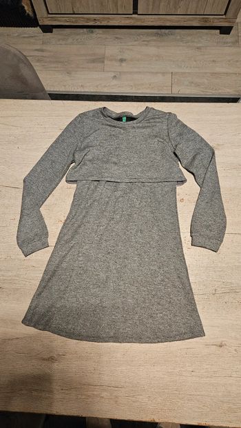 Robe courte évasée grise à manches longues, Benettol, 8/9 ans, nickel