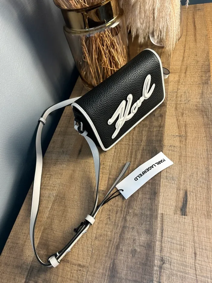 Sac bandoulière Karl Lagerfeld noir et crème neuf - photo numéro 2