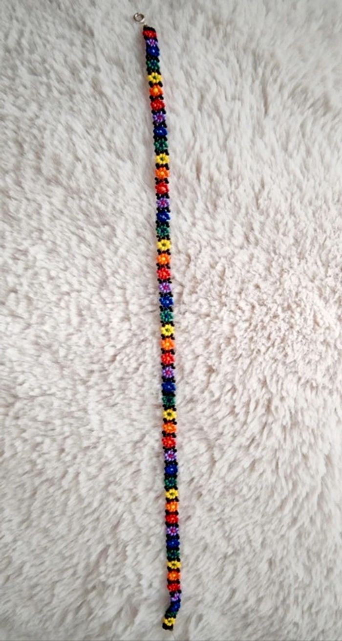 Collier en perles motif fleurs multicolore - photo numéro 5