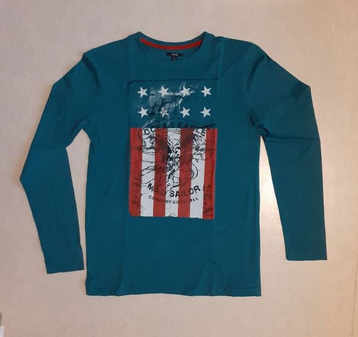 Maillot manches longues, vert avec imprimé USA