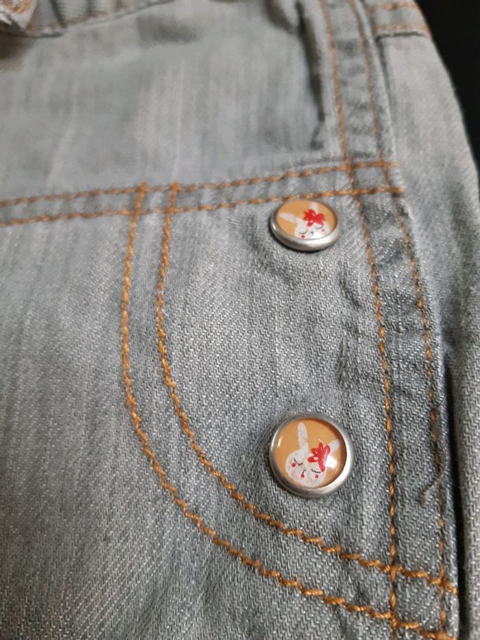 Jean gris bouton vintage lapin bebe fille 18 mois vertbaudet - photo numéro 2