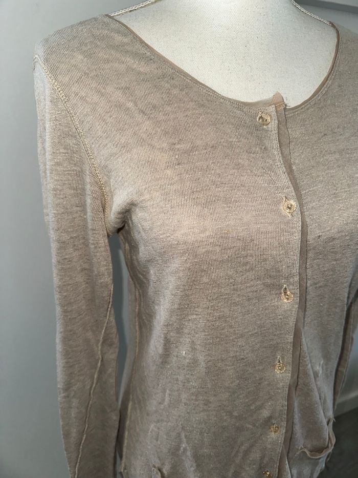 Cardigan beige crème tulle mesh Sonia Rykiel T38 M - photo numéro 2