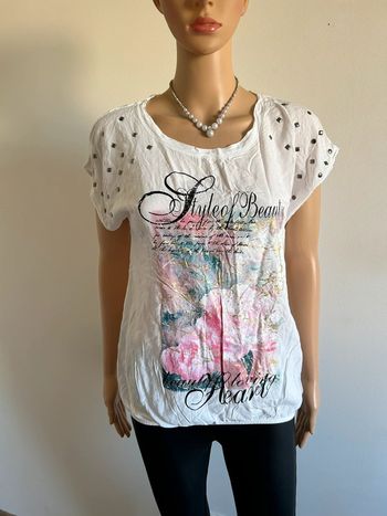 Teeshirt blanc avec dentelle Ms Mode taille 40 excellent état