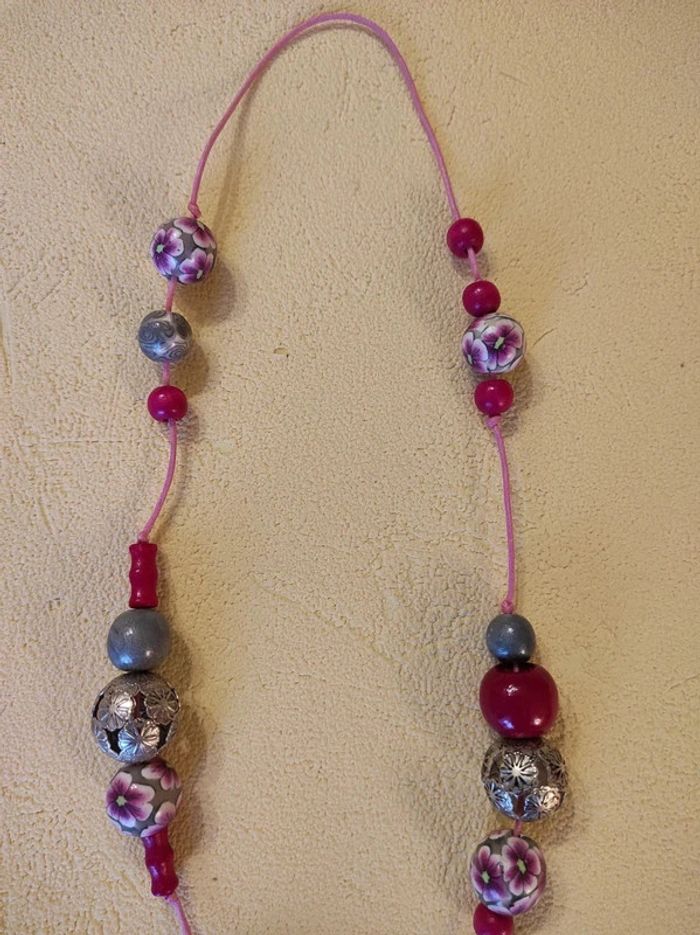 Collier rose/gris - photo numéro 3