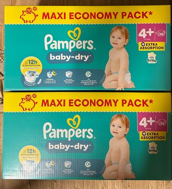Lot de 02 cartons pampers T4+ maxi 