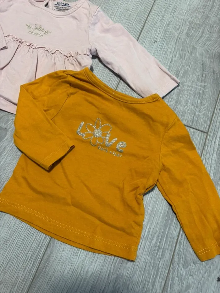 Lot t shirt manches longues 1mois fille Kiabi - photo numéro 3