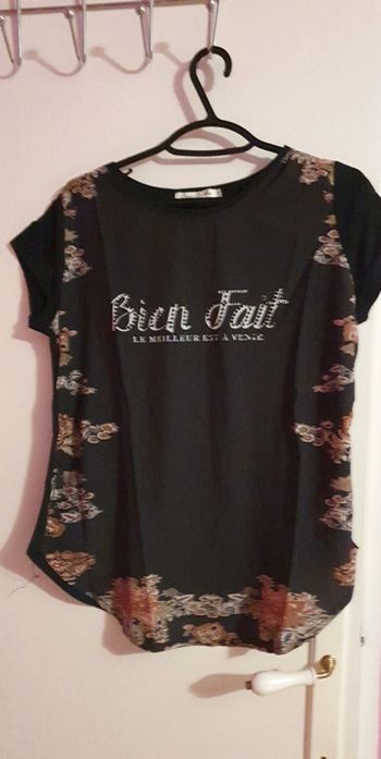 T shirt imprimé noir avec inscription t L XL