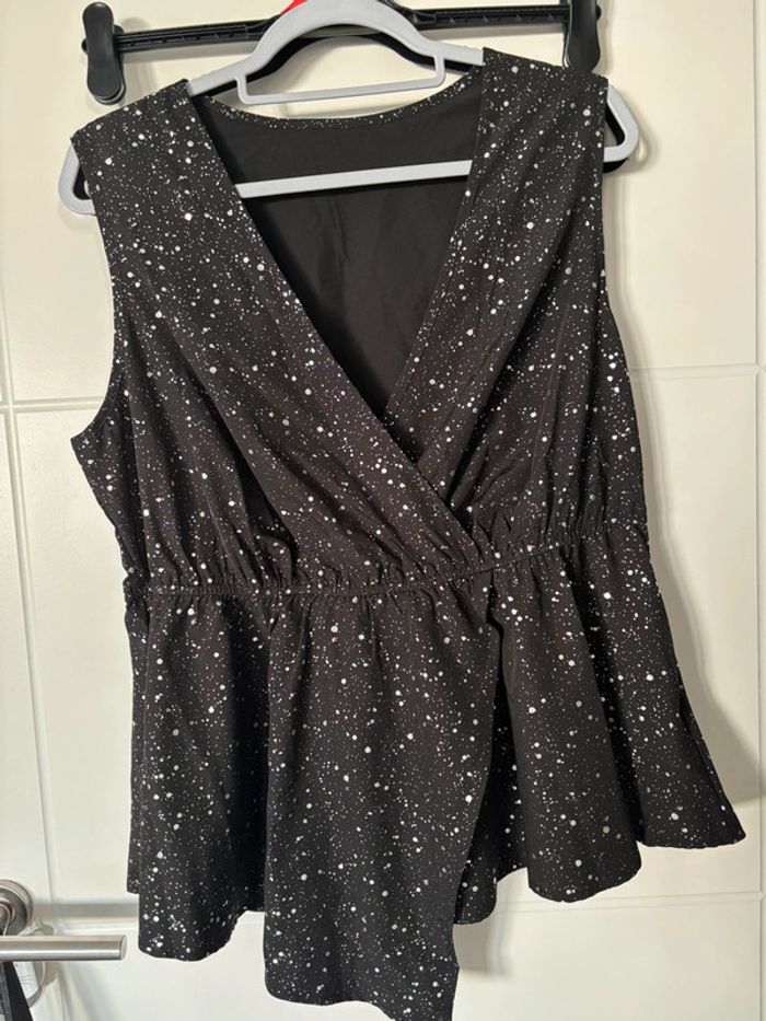 Blouse noire tacheté argenté - taille 1XL