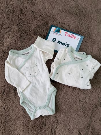 2 bodies ouvert devant - taille naissance 50 cm 🌼