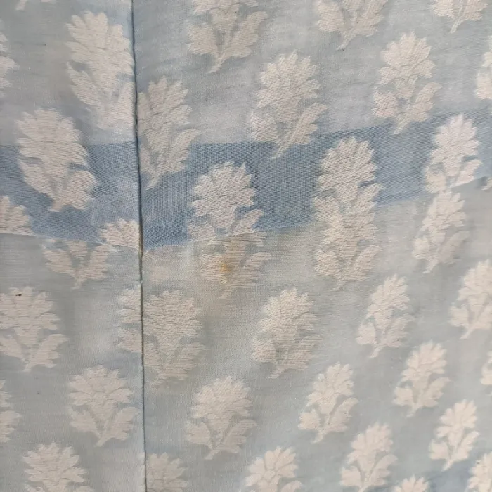 Robe droite jacquard Xavanne bleu clair T. 40 coton soie motifs floraux A1351 - photo numéro 9