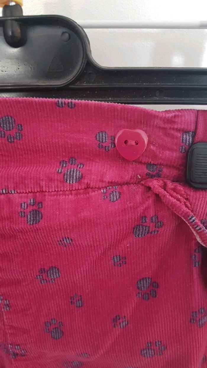 Pantalon roses pattes de chat violettes 86 cm - photo numéro 2