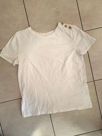 T-shirt femme blanc boutons doré Gemo 36