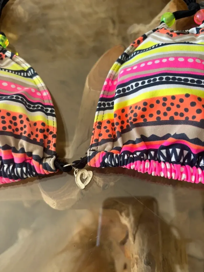 Haut de maillot de bain Banana Moon multicolore perle fluo - photo numéro 3