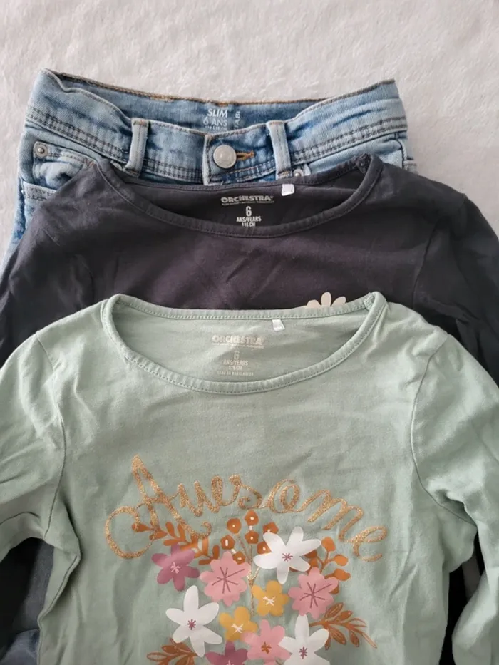 Petit lot de 2 manches longues et un jeans 6ans - photo numéro 2