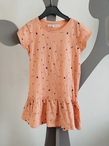 Robe manches courtes saumon imprimé Lulu castagnette taille 8 ans