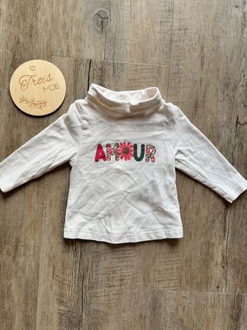 Haut manche longue Amour - Taille 3 mois