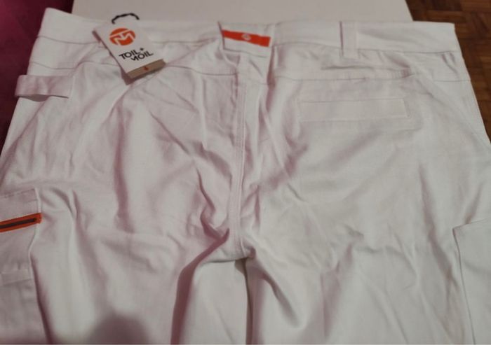 Pantalon blanc de travail 100% coton bio pour homme taille 64, Toil+ Moil - photo numéro 3