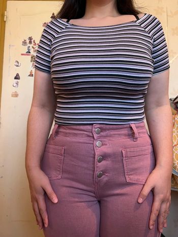 Crop top à rayures mauves et blancs • taille L