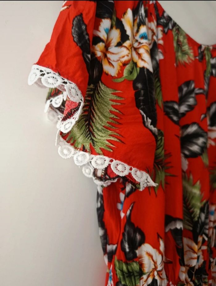 Combishort combinaison short poches légère manches courtes à fleur - photo numéro 2
