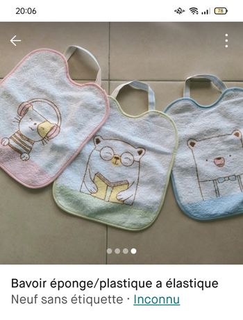 Bavoir imperméable avec cordon élastique