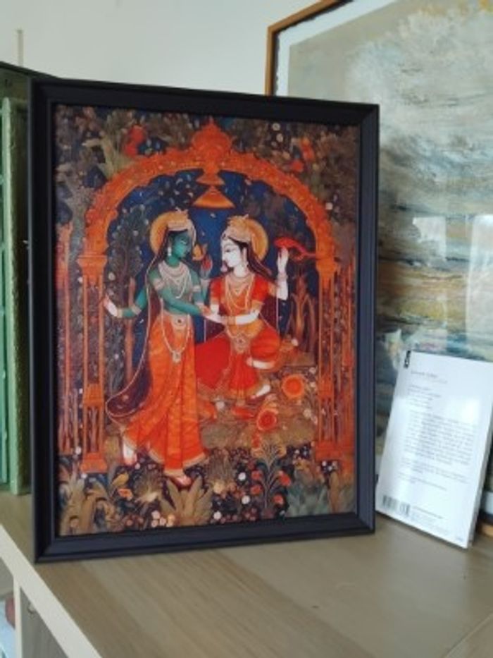 art hindouiste VISHNU / KRISHNA reproduction 30x40 cm encadré - photo numéro 3