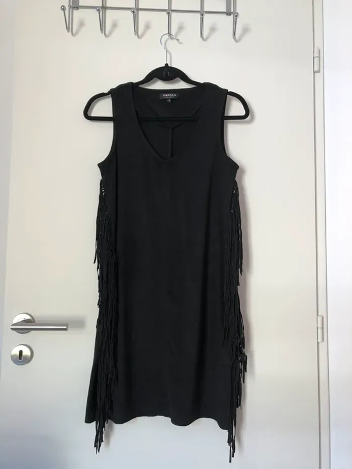 Robe noire à franges imitation daim Morgan taille S