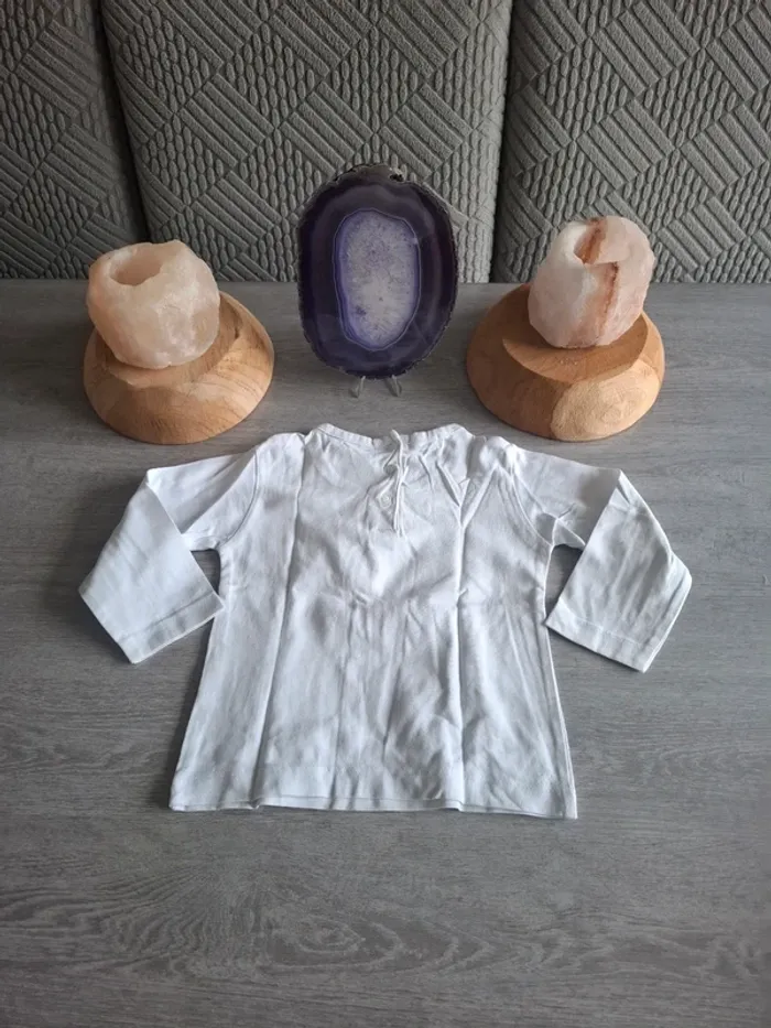 T-shirt blanc à manche longue 18 mois - photo numéro 5