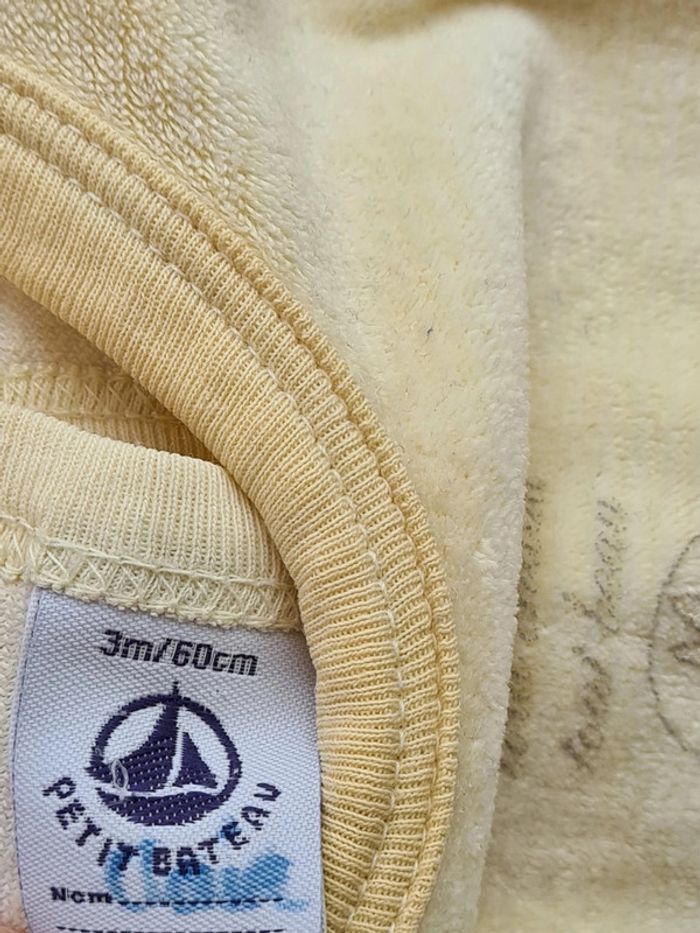 Pyjama Petit Bateau grenouillère mixte, manches longues avec pieds, jaune Petit bateau 3 mois - photo numéro 2