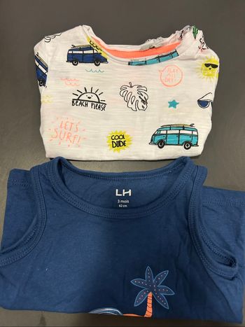 2 tee shirt bébé 3 mois