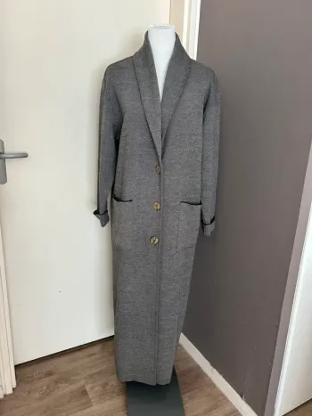 fabrice karel manteau, gilet, long, caban gris oversize