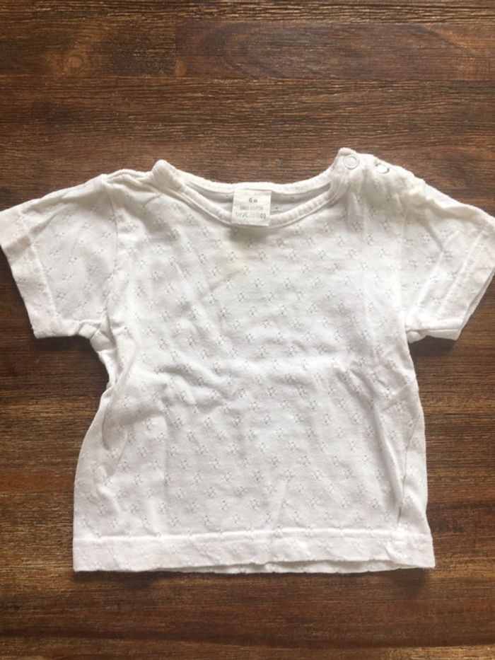 T-shirt manches courtes blanc/ 6mois