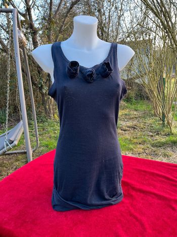 Petite robe coton noir fleur 3D  36 / 38