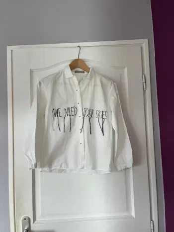 Chemise blanche fille – Zara Girls – 9 ans – Broderie noire