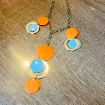 Collier vintage | orange & argenté 🌿