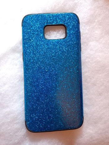 Coque silicone bleue à paillettes téléphone Samsung Galaxy S7 edge