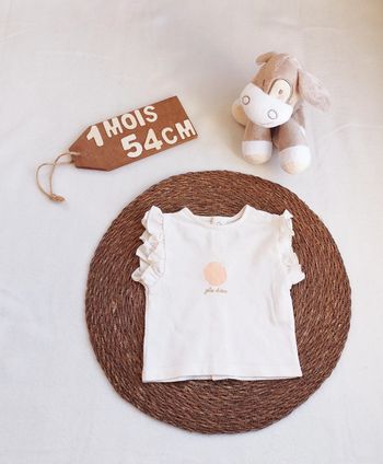 Tee-shirt 👣 Froufrou, kiabi, 1 mois
