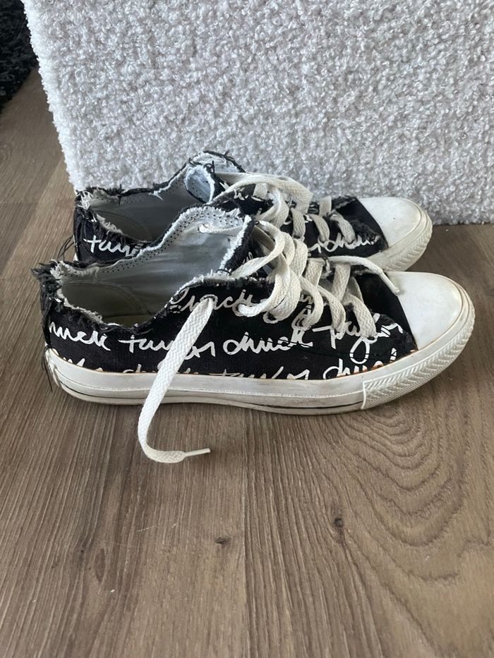 Converse All Star Black OX Cursive Sketched vintage - photo numéro 2