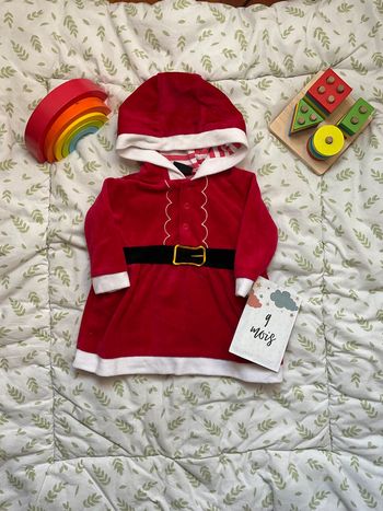 robe en velours rouge à capuche de Noël 9 mois influx