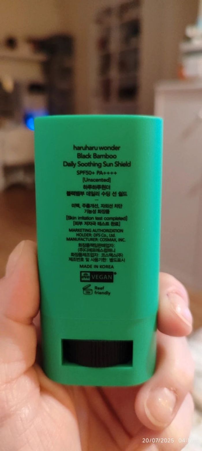 Kbeauty Haruharu Wonder Écran Solaire Black bamboo daily Soothing Sun Shield Spf 50 PA4+ 20 gr - photo numéro 4