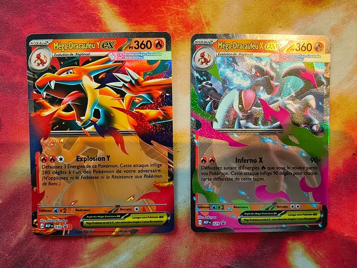 Lot de cartes Pokémon Méga Dracaufeu ex (x et y) + boîte métallique - photo numéro 6