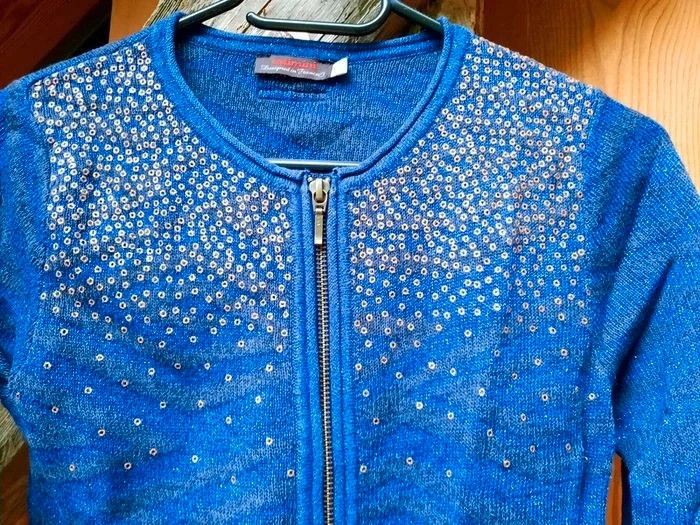 Catimini gilet, bleu rois, touches dorées, 12 ans - photo numéro 3