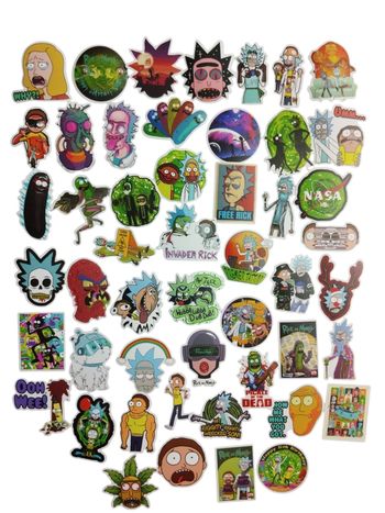 Set 50 stickers autocollants Rick et Morty