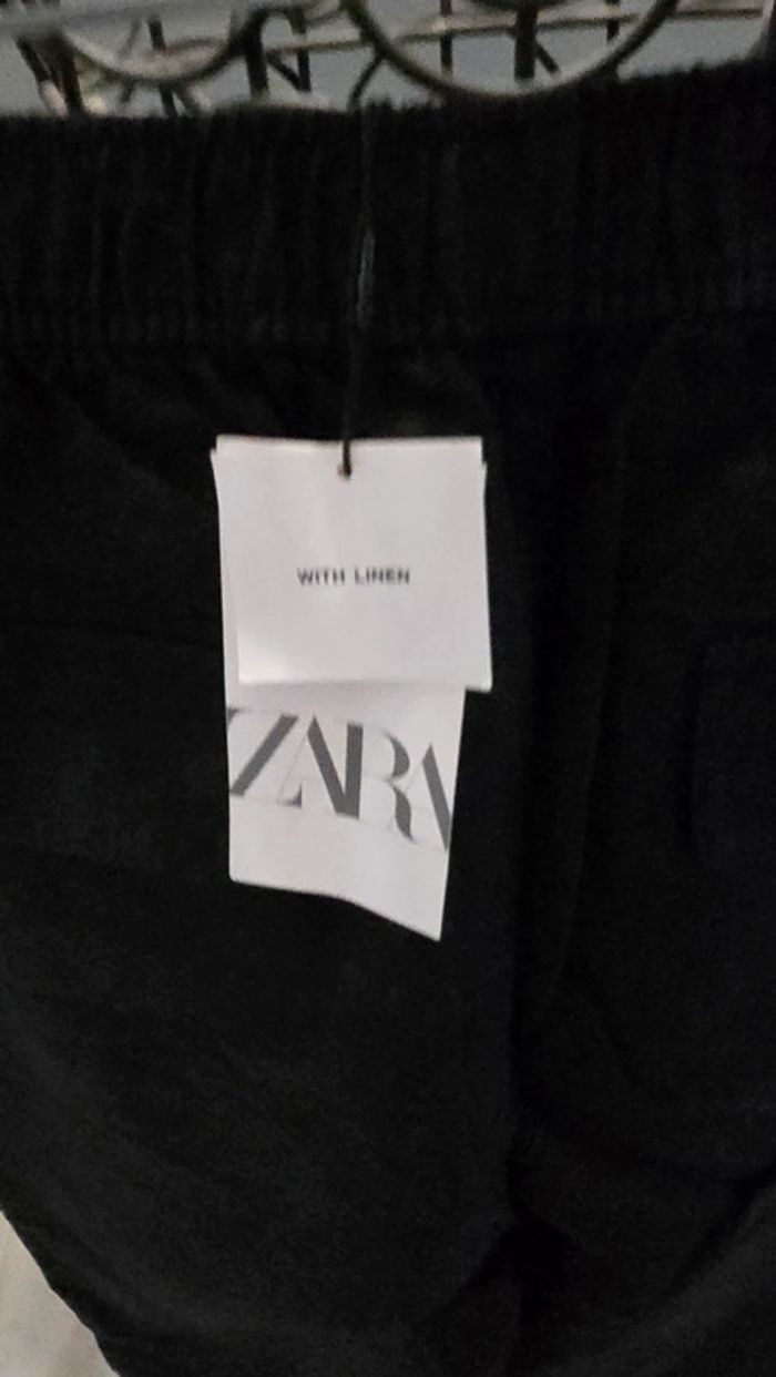 Pantalon noir avec lin Zara - photo numéro 7