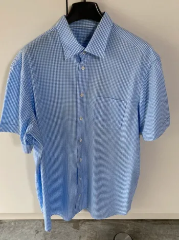 Superbe chemise bleu et blanc imprimé vichy || Van Laack || XL || 100% coton || quasiment neuve
