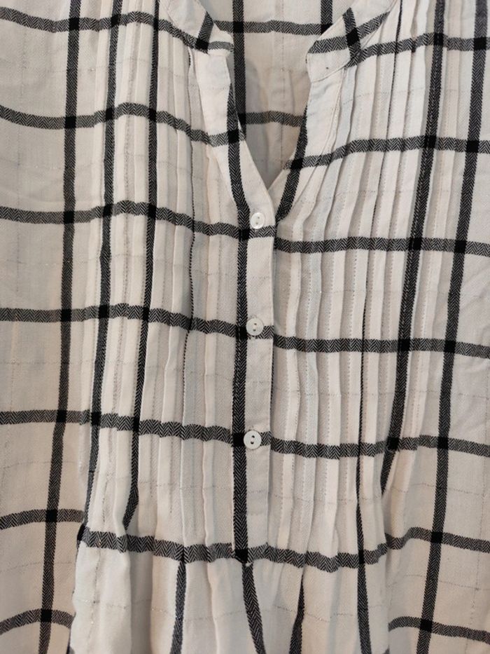 Blouse chemise blanche quadrillée taille 54 Damart - photo numéro 4