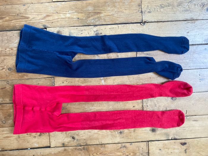 2 collants rouge pailleté Okaidi et marine 4-6 ans - photo numéro 3
