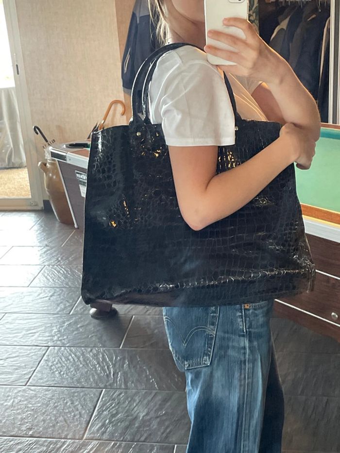 Sac à main Cuir style crocodile - photo numéro 2