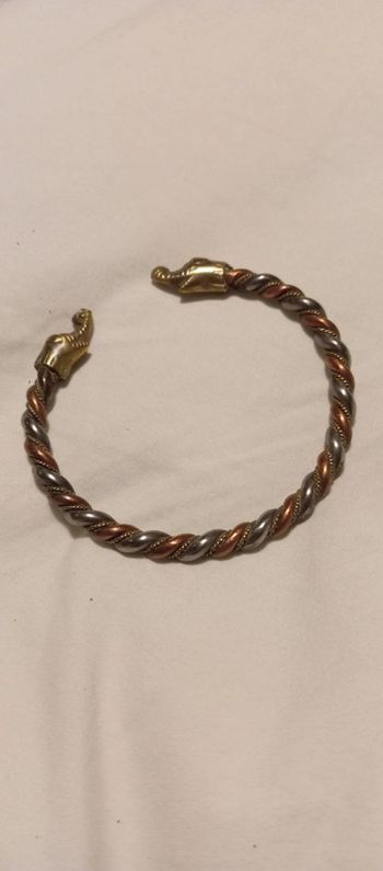 Bracelet tête d'éléphant Inde torsadé tricolore