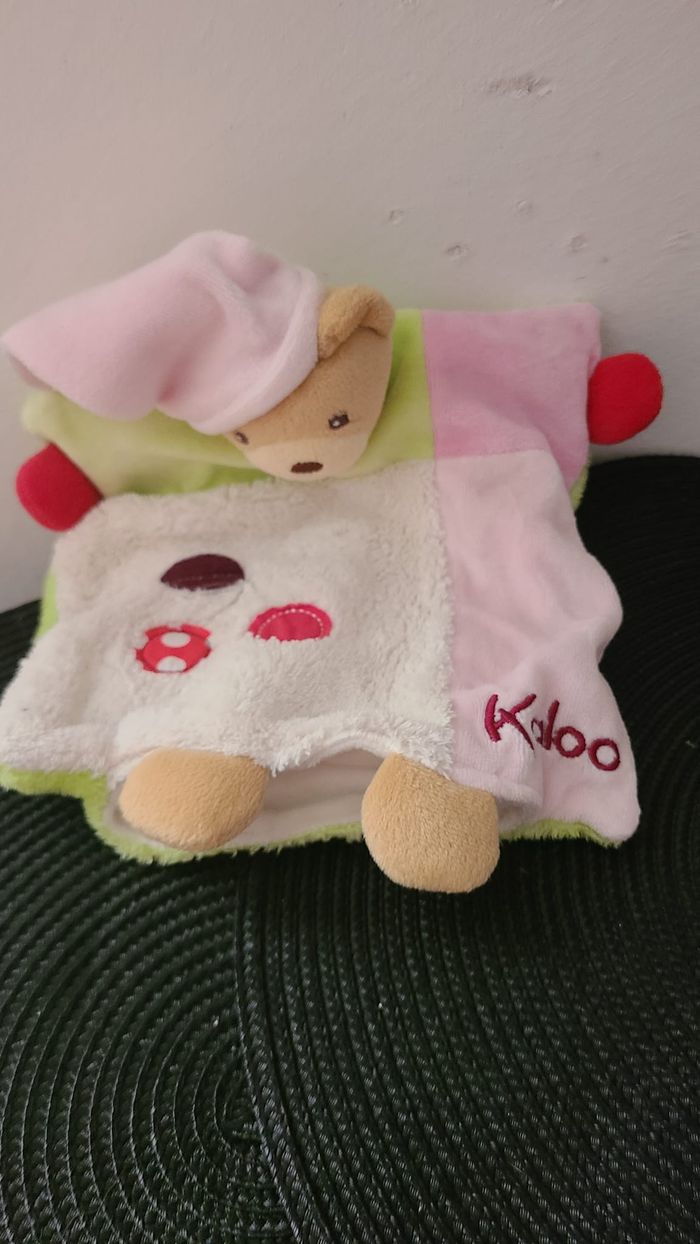 Doudou marionnette ours KALOO Colors rose cerise 25 - photo numéro 4